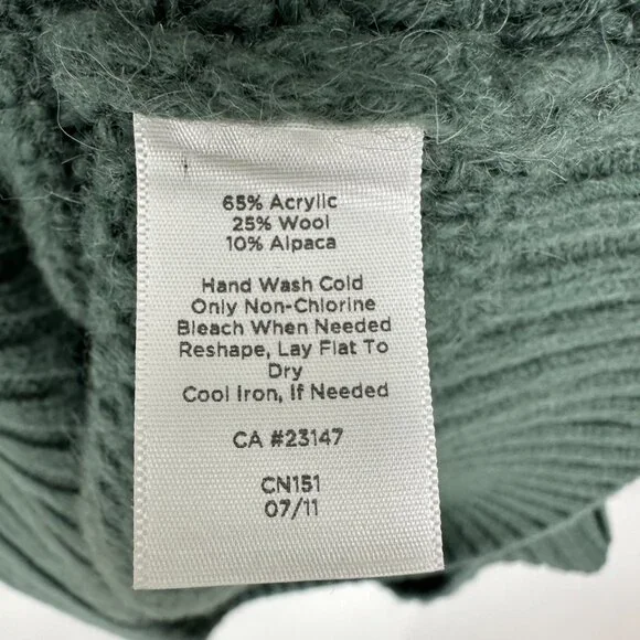 Talbots Cowl Neck Tunic Sweater XL Cable Knit Wool Alpaca Green - Picture 7 of 7